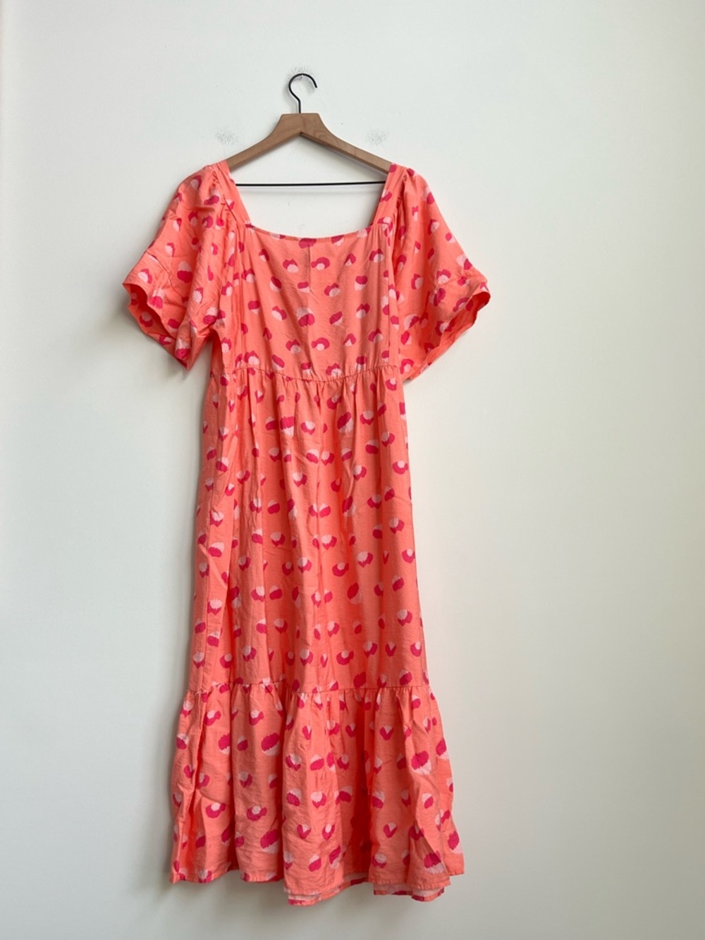 Michelle Mcdowell Daphne Dress Size Large Rough Runner Coral Midi Tiered Preppy - Picture 4 of 16